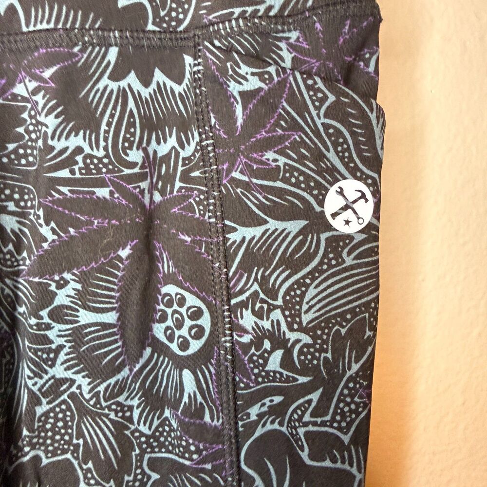 Dixxon Women's Purple Haze Classic Leggings Floral Abstract Loud Print Size S - Picture 4 of 9